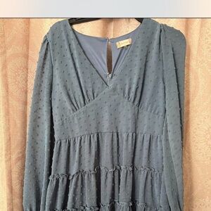 Altar'd State Dusty Blue Textured Dress